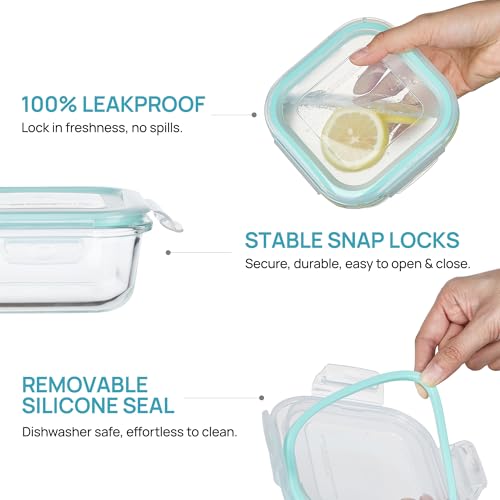 Image of Vtopmart 2Pack 17.5oz Glass Meal Prep Food Container Sets with Lids