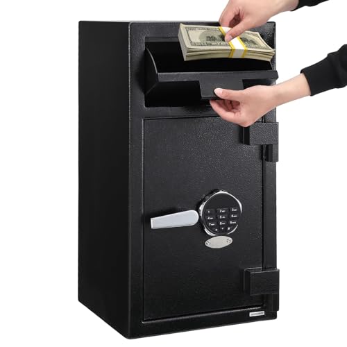 Image of 2.5 CUB Heavy Duty Depository Drop Safe,Front Drop Slot Lock Box with Digital Combination and Anti-Fishing, for Cash Mail Office Home-13.78 inchD x 15.75 inchW x 19.69 inchH