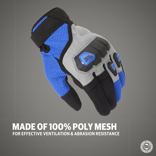 Image of Royal Enfield Rambler V3 Riding Gloves |TPR Knuckle Protectors for Protection Against impacts and Abrasion| 100% Polyester Air mesh| Poly Stretch Fabric for Comfortable fit Blue XL 23CM
