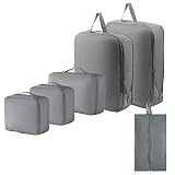 Organizadores de Maleta Neatway – Set 6 Piezas | Cubos de Embalaje para Viaje | Ligero, Resistente y con Bolsas de Compresión | Para Maletas de Cabina y Larga Distancia (Gris)