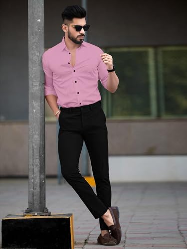 Image of Men's Cotton Solid Full Sleeves Regular Fit Formal Shirt