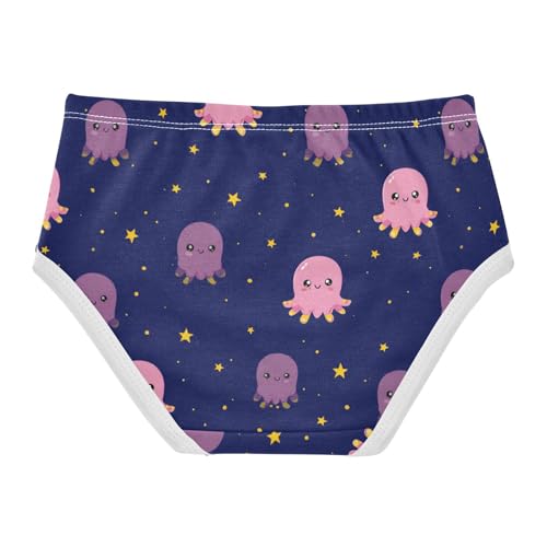 Wusikd Cute Squid Girls' Underwear Cotton Dark Blue Girls Briefs Soft Toddler Underwear 2T2
