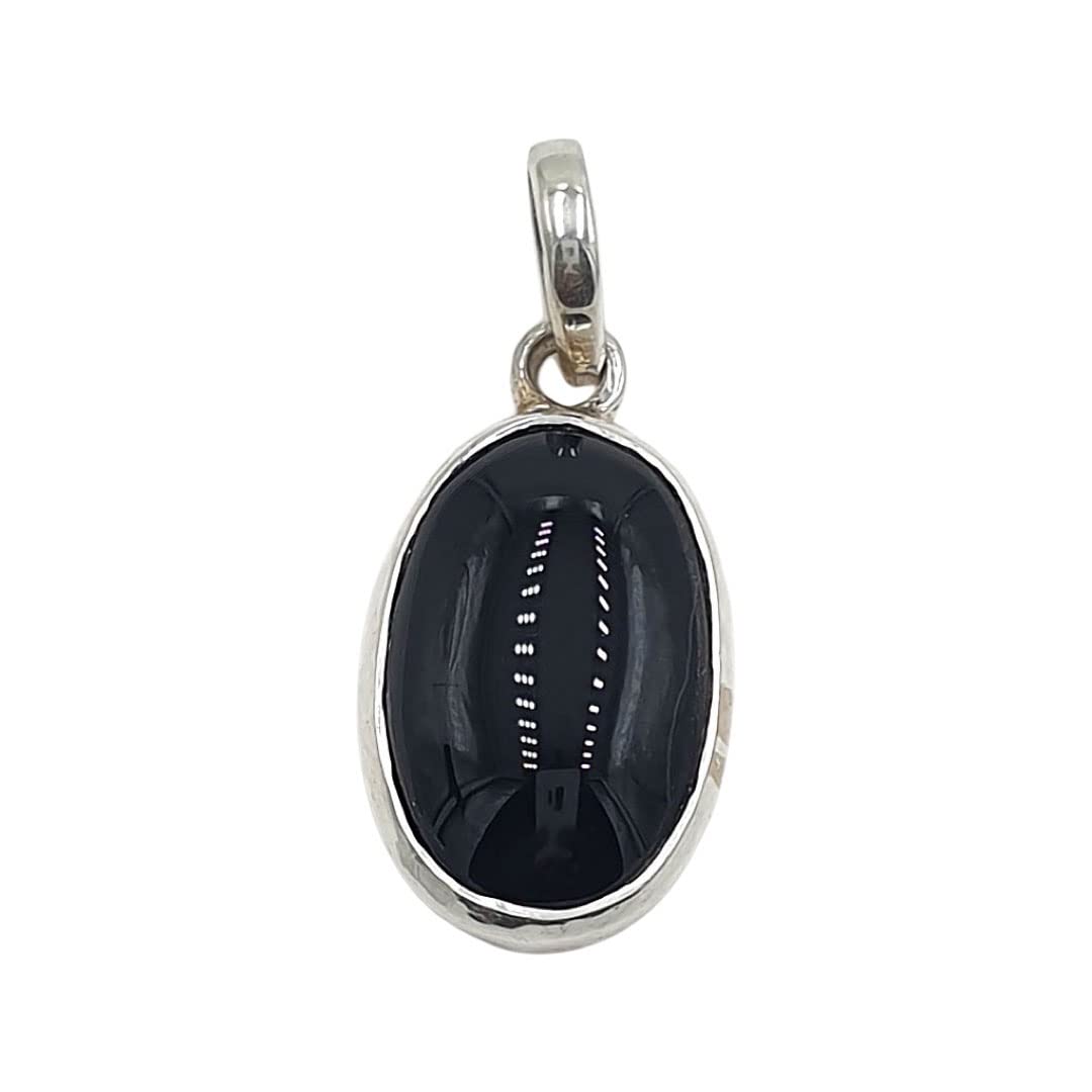 Pure Silver (Chandi Metal) 12 Carat Black/Kala Sulemani Hakik (Agate) Gemstone Pendant (Locket)-image-43