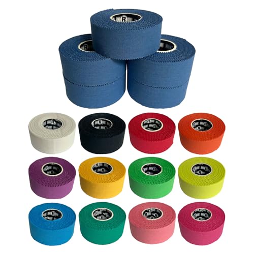 Image of Ringside 1 inch Athletic Trainers Tape, Cotton Kinesiology Tape for Combat Sports, Adhesive, 30 Foot Rolls, Blue, 5 Pack