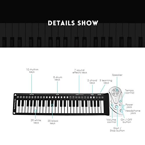 SUFUBAI Piano pliable à 49 touches, multifonction, flexible, enroulable, portable, électronique, en silicone, pour… - Les Beatles, Paul McCartney, John Lennon, RIngo Starr, George Harrison SUFUBAI Piano pliable à 49 touches, multifonction, flexible, enroulable, portable, électronique, en silicone, pour… – Image 8