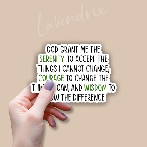 (3Pcs) God Grant Me The Serenity to Accept The Things I Cannot Change, Courage to Change The Thing I Can Inspirational Christian Sticker Prayer Vinyl Decal for Laptop Water Bottle Phone - Size 3x2.1
