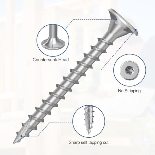 Image of #8 x 1-5 /8 inch Stainless Steel Deck Screws, 750Pcs 410 Grade Stainless Steel