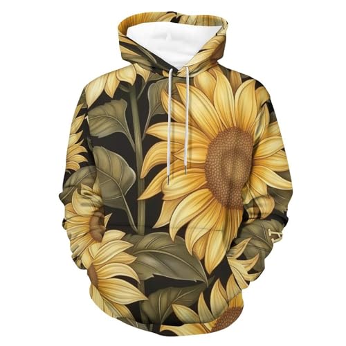 Pullover homme femme alphabet tournesol hoodie manches longues taille S confortable