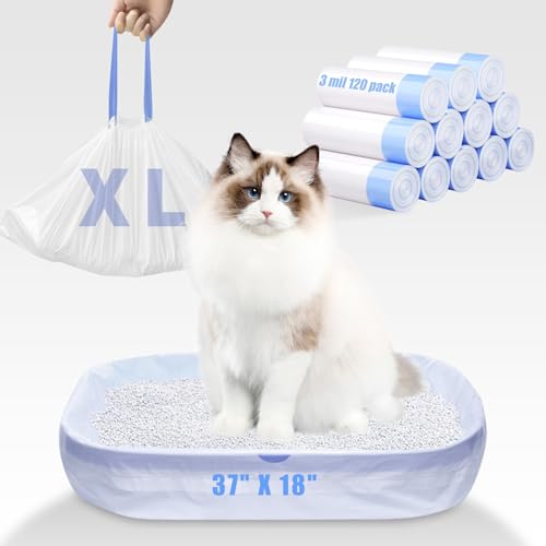 120 Pack Jumbo Cat Litter Bags-3MIL Extra Thick Leakproof Litter Box Liners