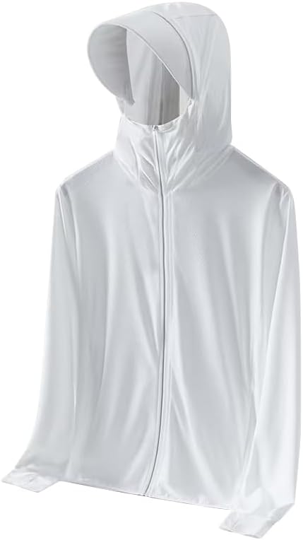 gepas Summer Sun Protection, Long Sleeve Hoodie for Sun Protection, Outdoor Sunscreen Clothing For Hiking Cycling Fishing Sun Protection Hooded (White; M)