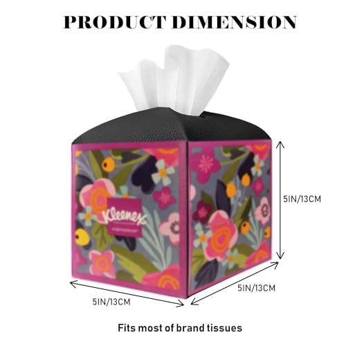PARIERIS Tissue Box Cover Holder Square Tissue Cube Cover PU Leather Tissue Organizer with Bottom Belt for Bathroom, Tabletop, Car, Night Stands, Office, Home, Kitchen (2, Black) — view 6