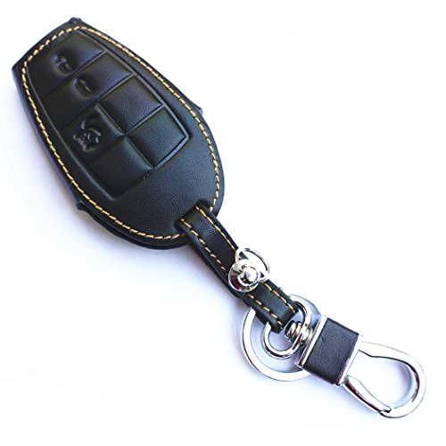 Wfmj Brown Stitch Genuine Leather Remote Smart Key Chain Holder Cover Case Fob For Dodge Challenger Charger Magnum Durango Grand Caravan Ram 1500 2500 3500 4500 Jeep Commander Grand Cherokee #TOP30
