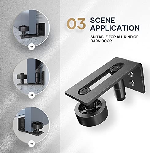 Easelife Sliding Barn Door Bottom Floor Guide,Adjustable Roller,Wall Mount System,Flush Flat Bottom Design,8 Assemble Setup Options,Fit All Size Door,Black #TOP2
