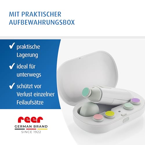 reer BabyCare elektrische Nagelfeile | Baby Nagelfeile für jede Altersstufe | Nagelpflegeset für Babys und Kleinkinder | Sanft zu Fingernägeln