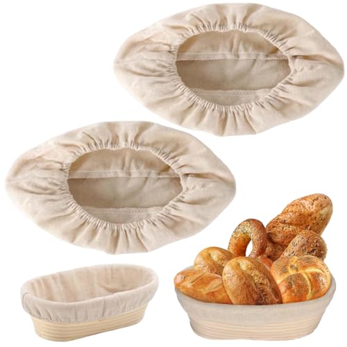 YIPFEN 2 Piezas Bolsa de fermentación para pan de lino, accesorios para cesta fermentación, banetones para pan Funda tela, pan cesta panaderos profesionales y caseros
