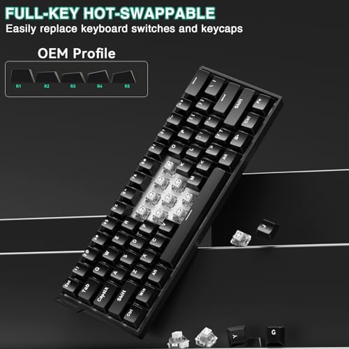 Image of Aula MINI60 HE Wireless Gaming Keyboard 60%,Hall Effect Rapid Trigger Magnetic Keyboard,8000Hz Polling,Tri-Mode(BT5.0 /2.4GHz /USB-C),Hot Swappable Compact Mechanical Keyboard for Gamer(Black)
