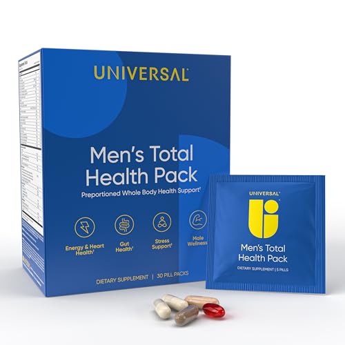 Men's Total Health Pack Daily Multivitamin Supplement, Energy, Stress Support, Krill Oil, 22 Key Vitamins & Minerals, Vit D, C, B12, E, A, B6, K, Biotin, Zinc, Astaxanthin (30 Pack)