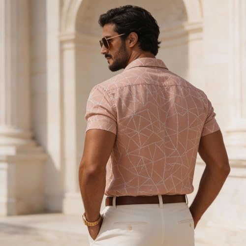 Image of Lymio Men Shirt || Men Embroidery Design Shirt || Half Slevee Shirt Men || Cotton Shirt (Available Also Packs) (Embro-Zigzag)