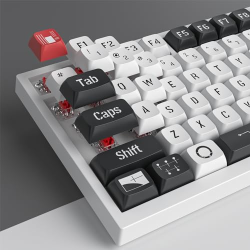 Image of PBT Keycaps XDA Profile Black & White Custom Keycaps Set for 61 /64 /68 /84 /87 /100 /104 MX Switches Mechanical Keyboard