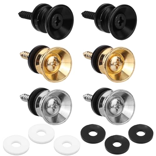 6pcs Guitar Strap Button Locks, Alloy Strap Locks Pins with Mounting Screws Anti Slipping Instrument...