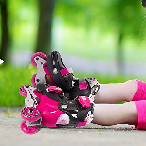 New Bounce Roller Skates For Little Kids - Shoe Size Eu 28-31, Us Kids Junior Size 8-11, 2-In-1 Roller Skates For Girls, Converts From Tri-Wheel To Inline Skates - Rollerskates For Beginners | Pink #TOP6