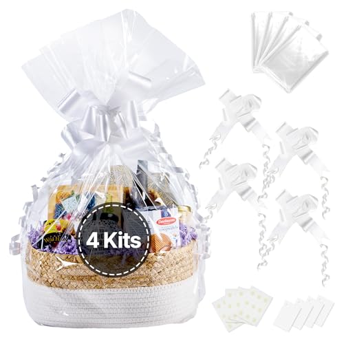 FRILLZ Cellophane Gift Basket Supply Kit, Includes 4 Clear Basket