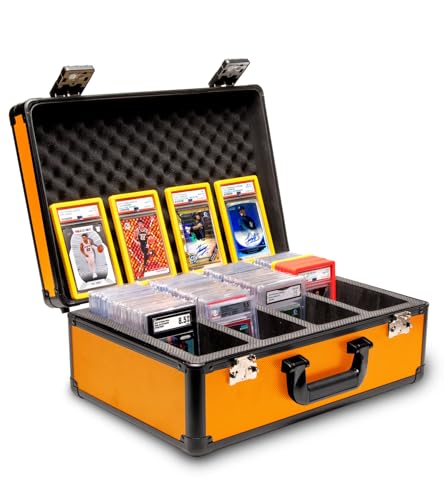 SLAB ARMOR 4 Row Graded Card Storage Box PSA Card Slab Case For Graded cards Holds 160+ Slabs Graded Card Case for PSA Slab Box Graded Card Storage Sports Baseball Card Collector Gifts ( ORANGE )