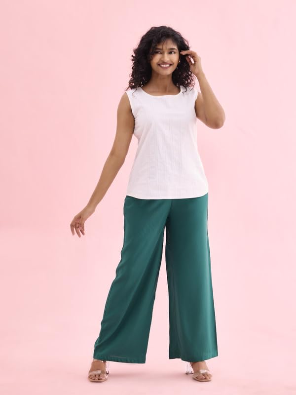 Image of GO COLORS Soft Viscose Basic Palazzo Full Length for Women| Breathable, Mid Rise, Relaxed Fit