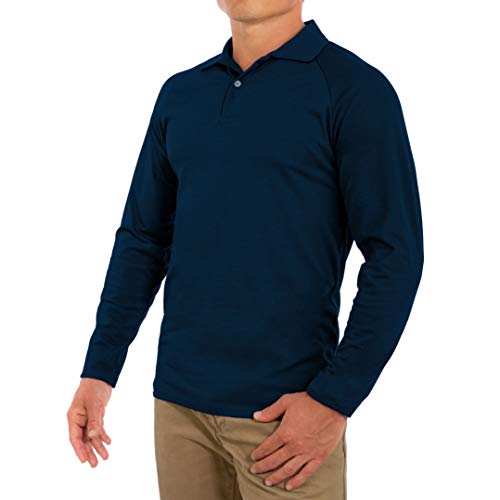 CC Perfect Slim Fit Long Sleeve Polo Shirts for Men + Stretch | Soft Fitted Breathable Collared Mens Long Sleeve Polo Shirts2