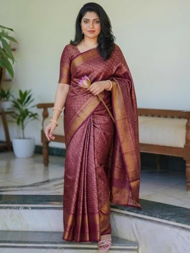 Image of Yashika Women's Banarsi Art Silk Saree with Blouse Piece for Traditional Ethnic Wear Sari