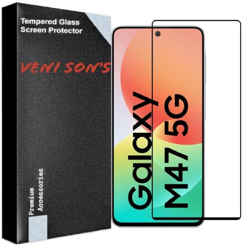 Image of VENI SON'S Scratch And Tear Resistant, Crystal Clear Edge to Edge Tempered Glass Screen Protector Guard Compatible With Samsung Galaxy M47 5G