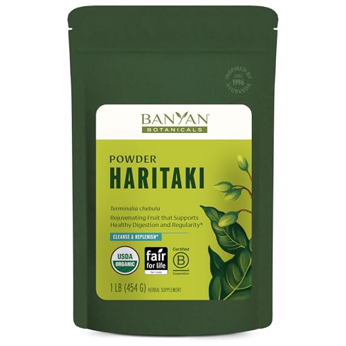 Banyan Botanicals Organic Haritaki Powder 1lb Bulk Natural Colon Cleanse & Digestive Support Gentle Regularity & Internal Detox Supplement Terminalia Chebula USDA Organic Fair Trade