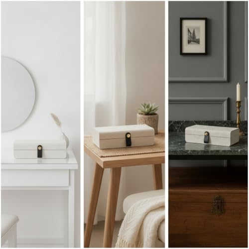 Boîte à bijoux avec couvercle décoratif pour coiffeuse chic - 8