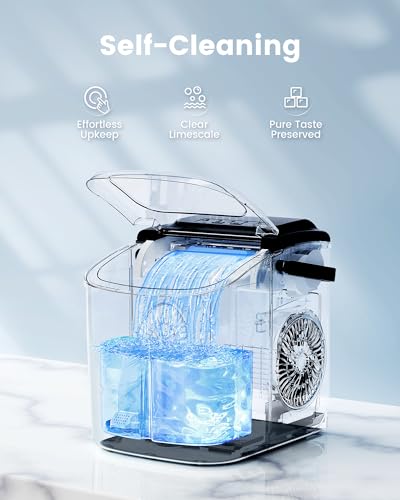 Image of CyberChill Countertop Ice Maker, Portable Ice Machine with Handle, 6 Mins Fast Ice, 26 lbs /Day, Self-Cleaning with Ice Basket & Scoop, for Home, Kitchen, RV, Camping