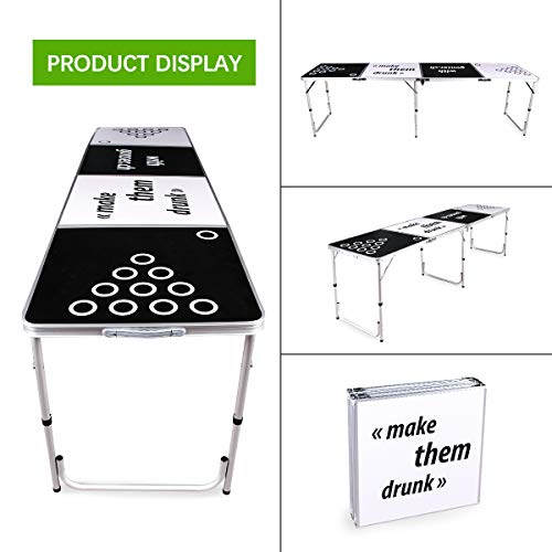 Wodesid Beer Pong Table Portable Flip Cup Table Folding Games Table Lightweight Tailgate Tables with Carrying Handles