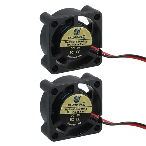 sourcing map 2 Pcs 3D Printer 2510 Cooling Fan, 5V 4000RPM 25 x 25 x 10 mm
