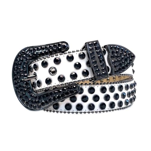 Mnjyihy Men's Women's Jeans Rhinestone Belt Western Denim Shiny Rivet Design Leather Belt2