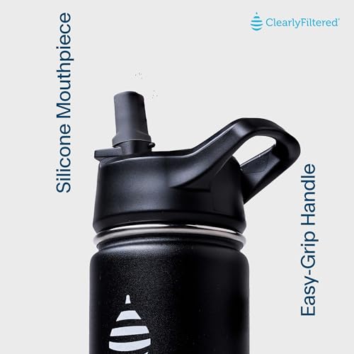 Clearly Filtered 32oz Water Bottle/Targets 220+ Contaminants/Double-Wall Insulated Stainless Steel Filtered Water Bottle BPA/BPS-Free Phthalate-Free Filters Fluoride Lead Chlorine (Pink)
