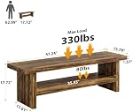 2 Banc d'entrée de gamme, 47.24" Banc de chaussures, sac de chaussures rustique, banc de rangement en bois pour entrée Hallway Chambre à coucher, montage facile, brun rustique