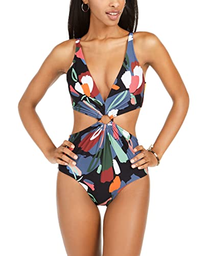 Bar Iii Womens Printed Cut-Out One-Piece Swimsuit Navy Xs #TOP23