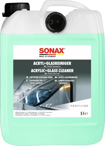 SONAX Acryl+Glasreiniger (5 Liter) für Echt- und Acryl- und Plexiglasoberflächen für streifenfreien Glanz und langanhaltende Transparenz | Art-Nr. 07385050