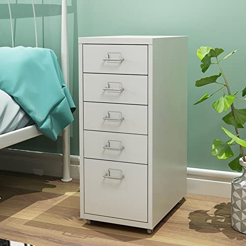 Miocasa 5 Drawer Metal File Cabinet Mobile Underdesk Chest For Home Office (White) #TOP6