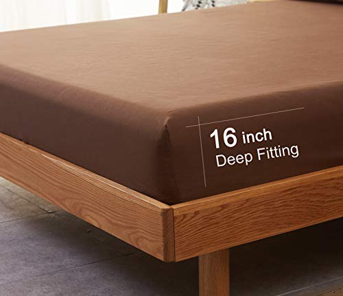 Image of SONORO KATE Bed Sheet Set Super Soft Microfiber 1800 Series Luxury Egyptian Sheets 18-Inch Deep Pocket Wrinkle and Hypoallergenic-3 Piece(Twin Brown)