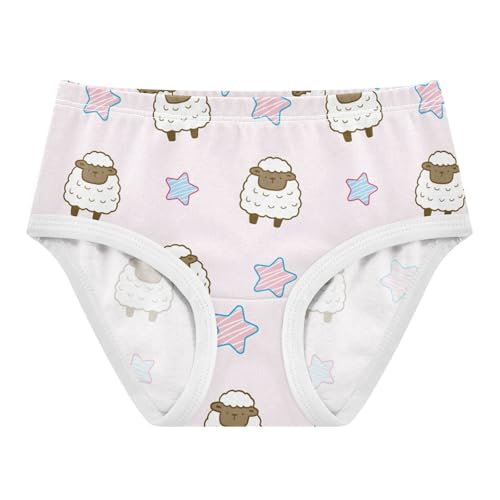 Wusikd Cartoon Sheep Girls' Underwear Cotton Star Light Pink Girls Briefs Soft Toddler Underwear 3T