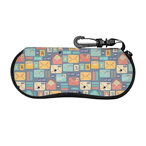 LEEHBFF Estuche para gafas de papelería postal, estuche suave unisex para gafas, caja de seguridad para gafas con cremallera y clip para cinturón