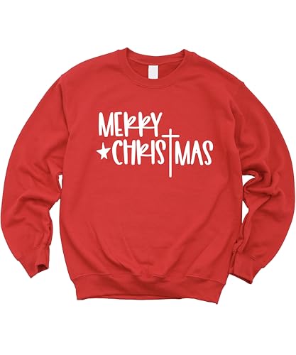 Olive Loves Apple Merry Christmas Cross Sweater Religious Holiday Pullover