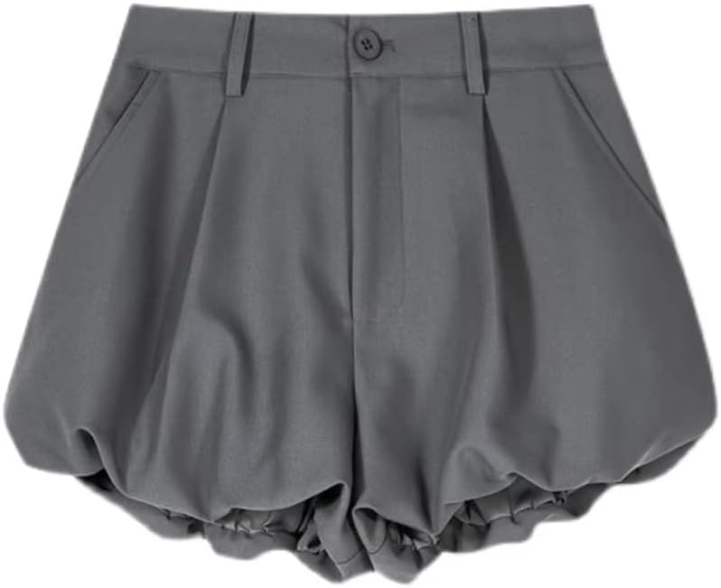 Women's Summer High Waisted Shorts Casual Wide Leg Suit Short black1 S