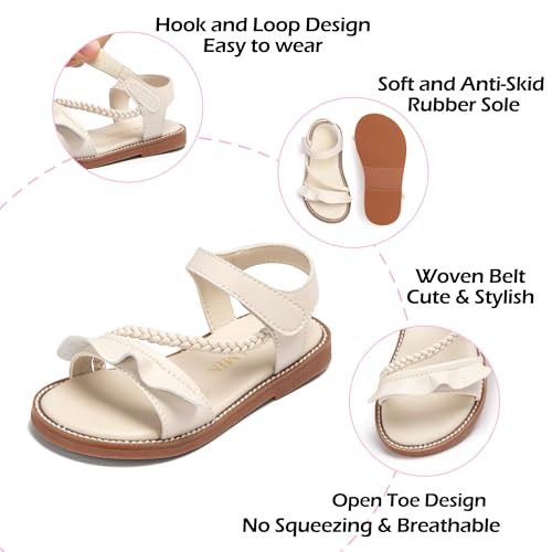 Image of PHIRAMIN Toddler Girl Sandals - Flower Girl Dress Shoes Open Toe Little Kid Flats