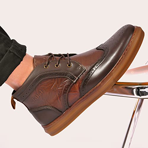 Image of Arkbird Men's Casual Leather Chukka Boots, Mid-Top Sneaker Boots for Men, Khaki, Size 7