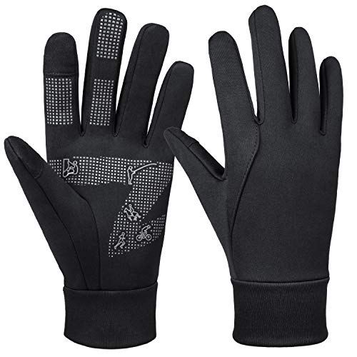 Winter Running Gloves for Men Women Waterproof Windproof in Cold Weather for Bike Cycling Biking Hiking Touchscreen Thermal Gloves Black